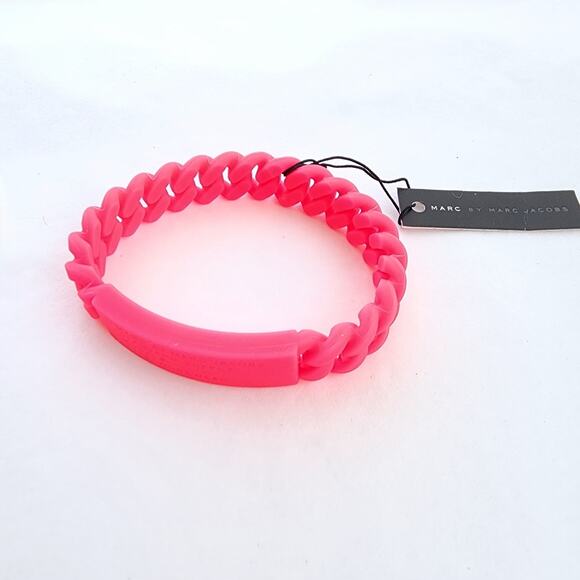 MARC JACOBS STANDARD SUPPLY BRAIDED SILICONE RUBBER BRACELET - FLUORO Hot Pink - Picture 1 of 7